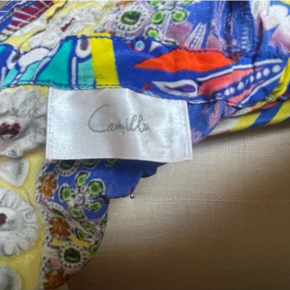 Camilla 100% Silk Swarovski Beaded V-Neck Bright Print Maxi Dress Size Medium/Lg - Picture 11 of 11